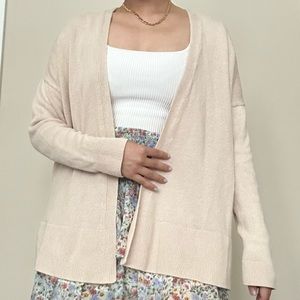 Eileen Fisher Beige Organic Linen Cotton Blend Open Cardigan Women’s Size M